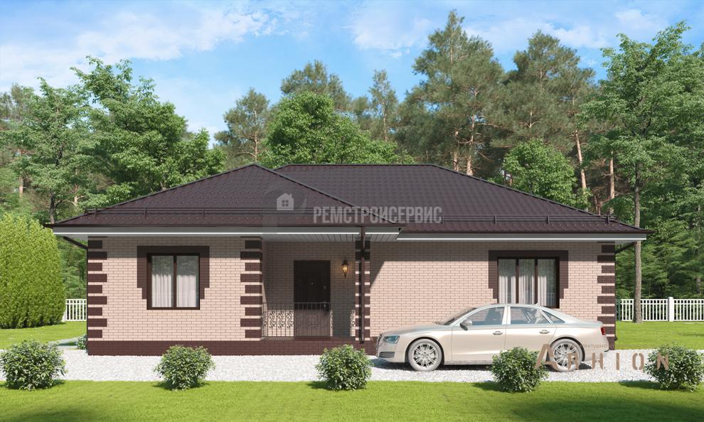 1. Проект одноэтажного дома в современном стиле с четырехскатной, t-96-01, площадью - 109 кв