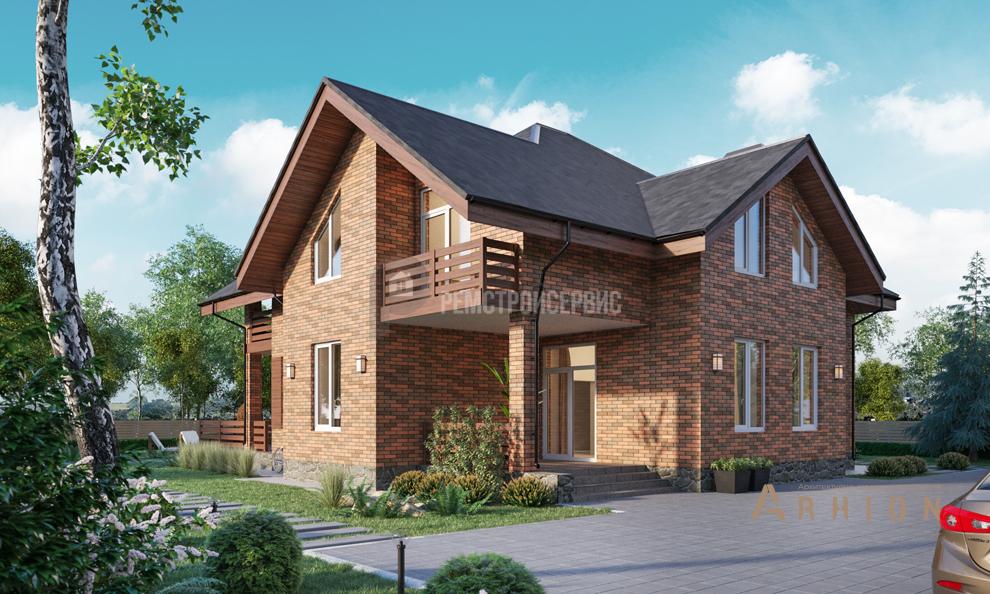 1. Проект одноэтажного дома в европейском стиле с многоскатной кровлей, t-97-01, площадью - 201 кв c мансардой, терассой, балконом