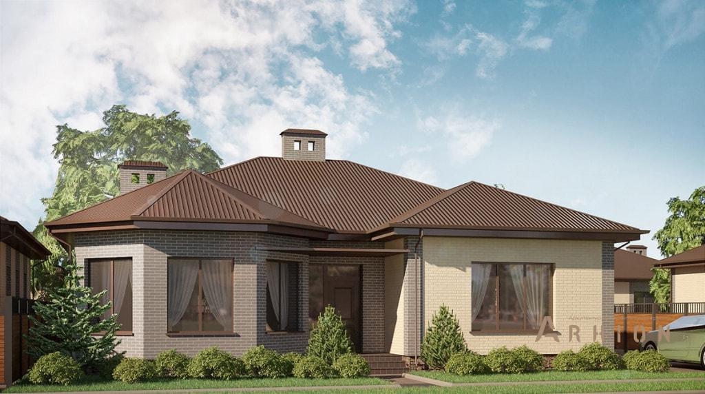 1. Проект одноэтажного дома в европейском стиле с многоскатной кровлей, tr-139, площадью - 139 кв