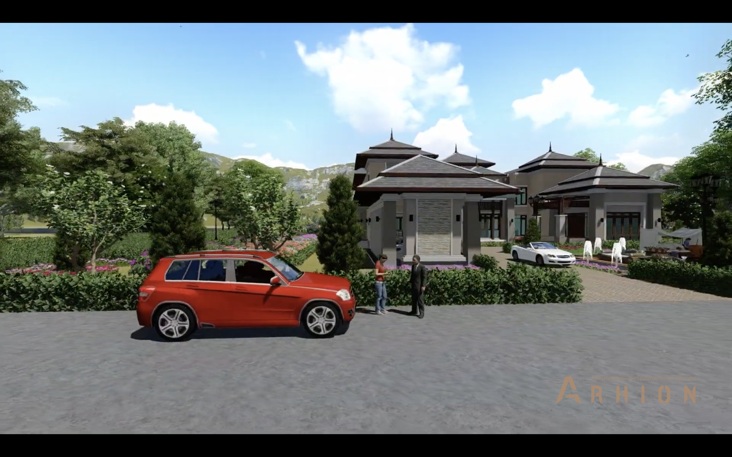 4. Проект двухэтажного дома в современном стиле с многоскатной кровлей, v-1000, площадью - 746 кв c терассой, балконом, бассейном