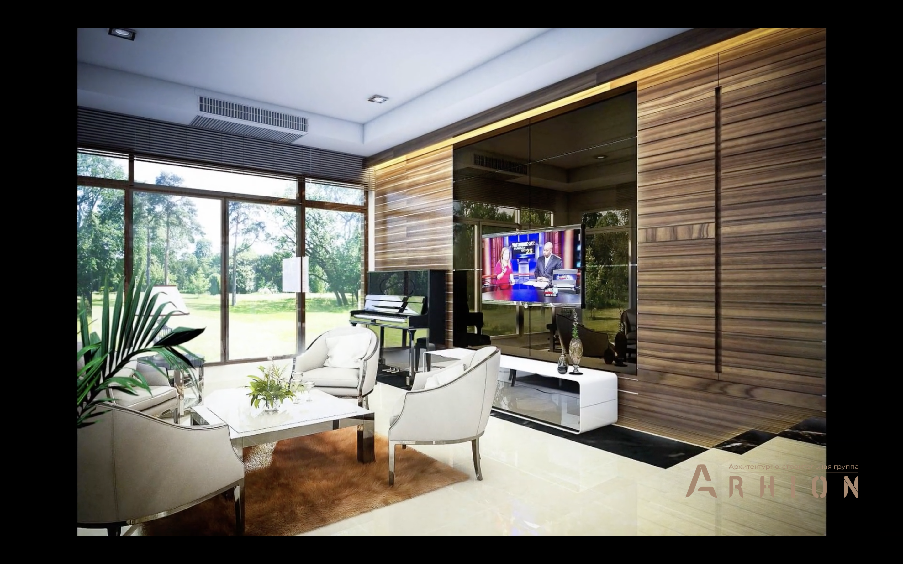 9. Проект двухэтажного дома в современном стиле с многоскатной кровлей, v-1350, площадью - 810 кв c терассой, балконом, гаражом, бассейном