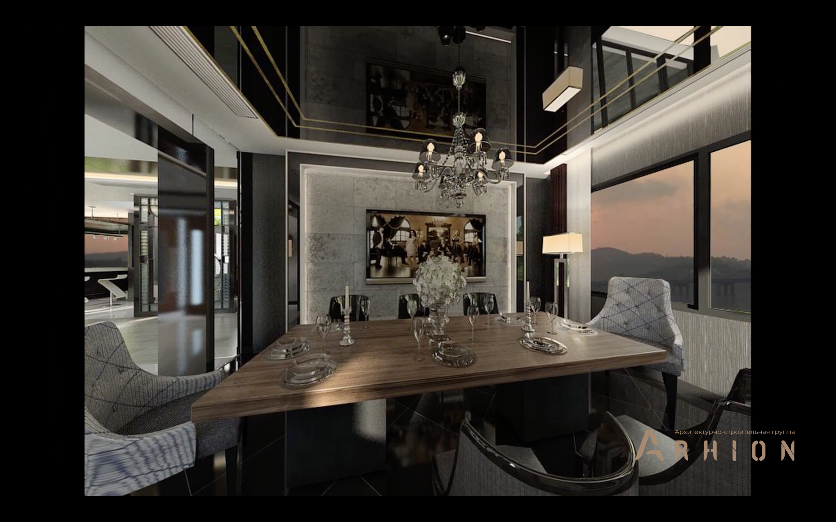 10. Проект трехэтажного дома в стиле хай-тек с плоской кровлей , v-1750, площадью - 1270 кв c терассой, гаражом, бассейном, вторым светом