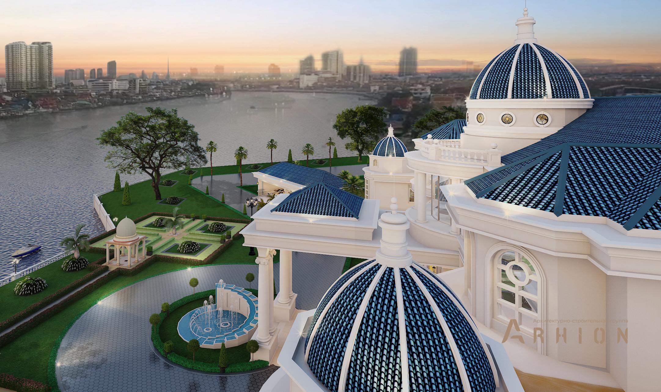 2. Проект трехэтажного дома в классическом стиле с многоскатной кровлей, v-2750, площадью - 2016 кв c цокольным этажом, терассой, гаражом, бассейном, эркером, вторым светом