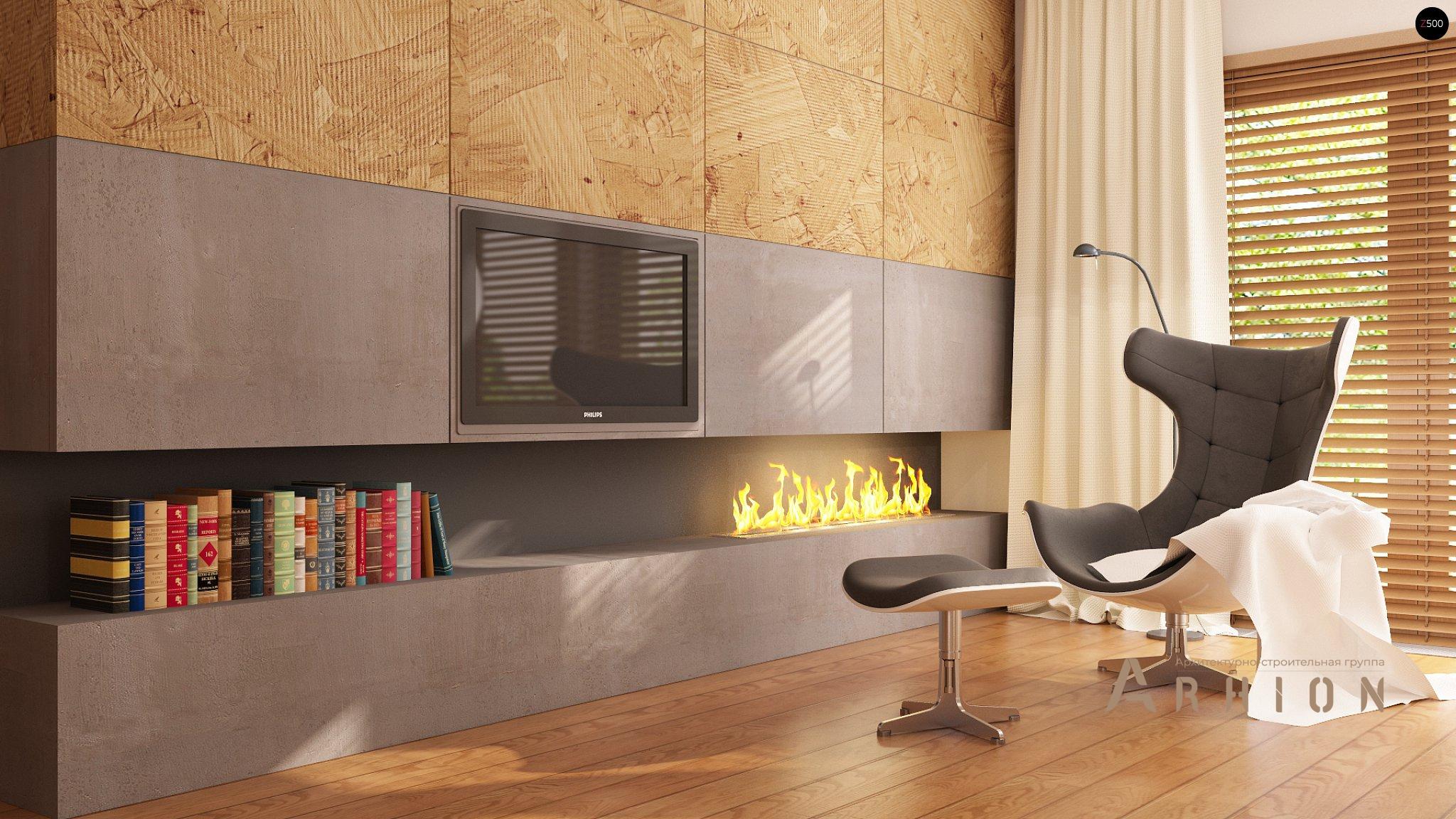 2. Проект одноэтажного дома в современном стиле с четырехскатной, Z10, площадью - 134 кв c терассой, эркером