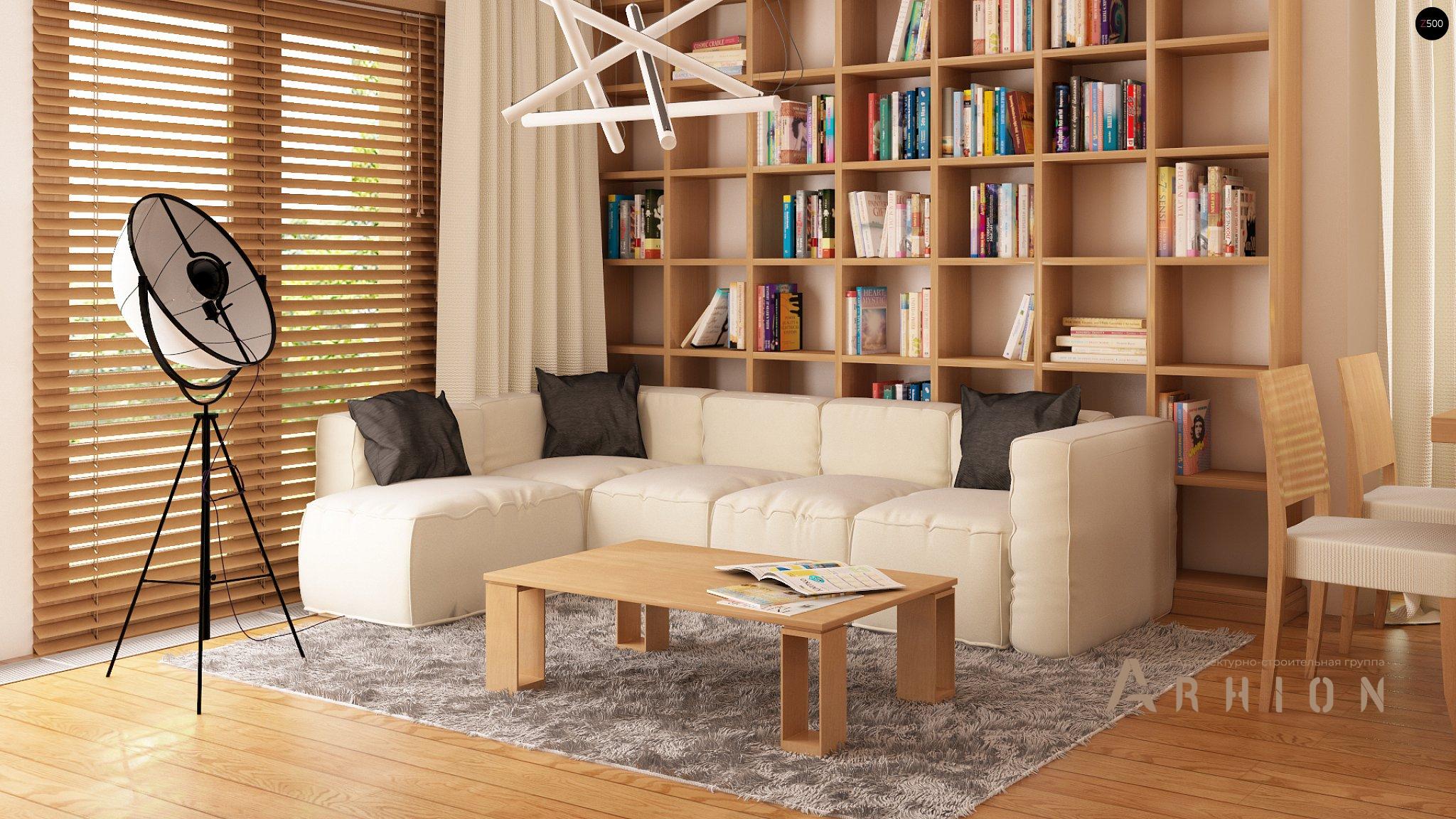 3. Проект одноэтажного дома в современном стиле с четырехскатной, Z10, площадью - 134 кв c терассой, эркером