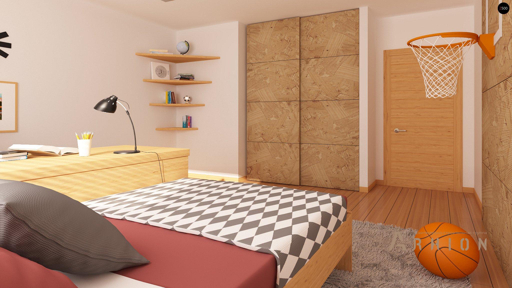 7. Проект одноэтажного дома в современном стиле с четырехскатной, Z10, площадью - 134 кв c терассой, эркером