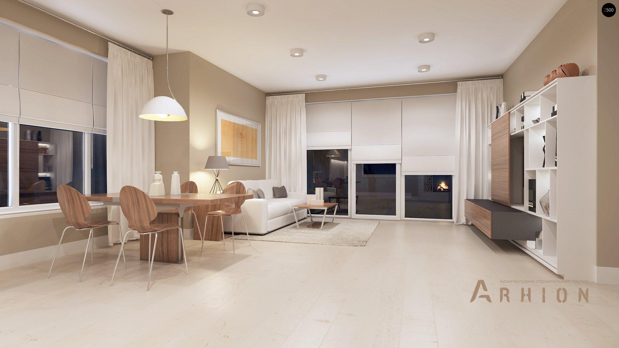 2. Проект одноэтажного дома в европейском стиле с двускатной кровлей, Z102, площадью - 120 кв c мансардой, терассой, балконом, эркером