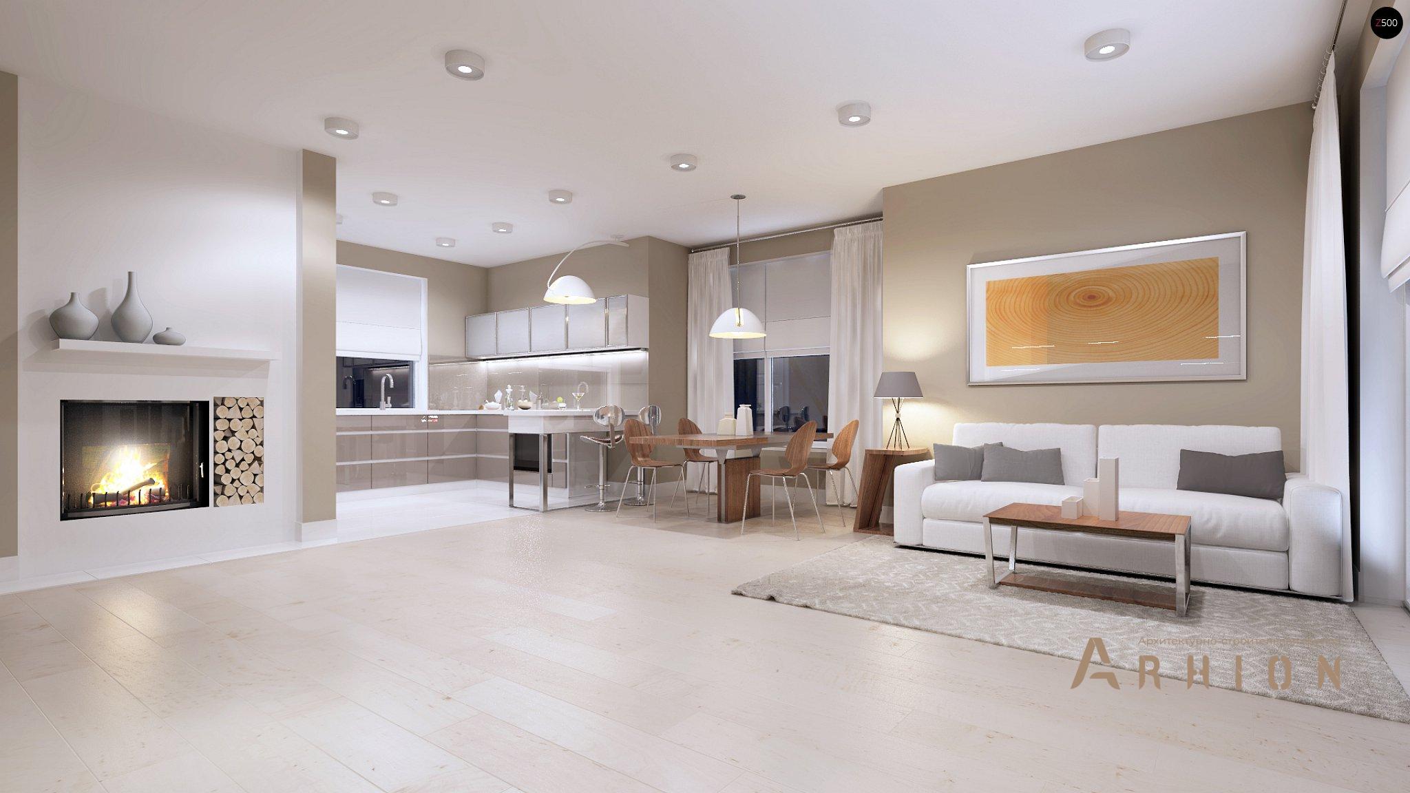 4. Проект одноэтажного дома в европейском стиле с двускатной кровлей, Z102, площадью - 120 кв c мансардой, терассой, балконом, эркером