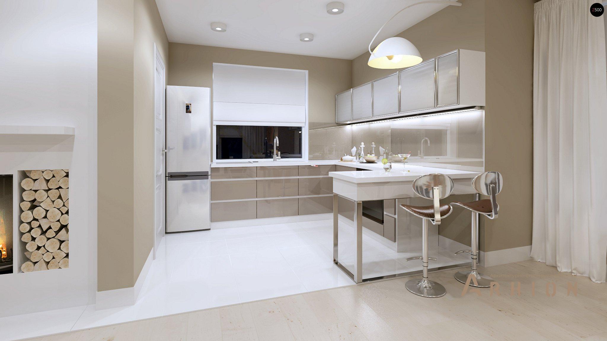 5. Проект одноэтажного дома в европейском стиле с двускатной кровлей, Z102, площадью - 120 кв c мансардой, терассой, балконом, эркером