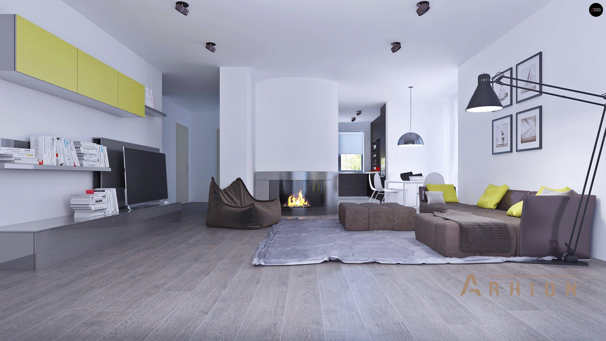 3. Проект одноэтажного дома в современном стиле с двускатной кровлей, Z108, площадью - 187 кв c мансардой, терассой, балконом, гаражом, эркером