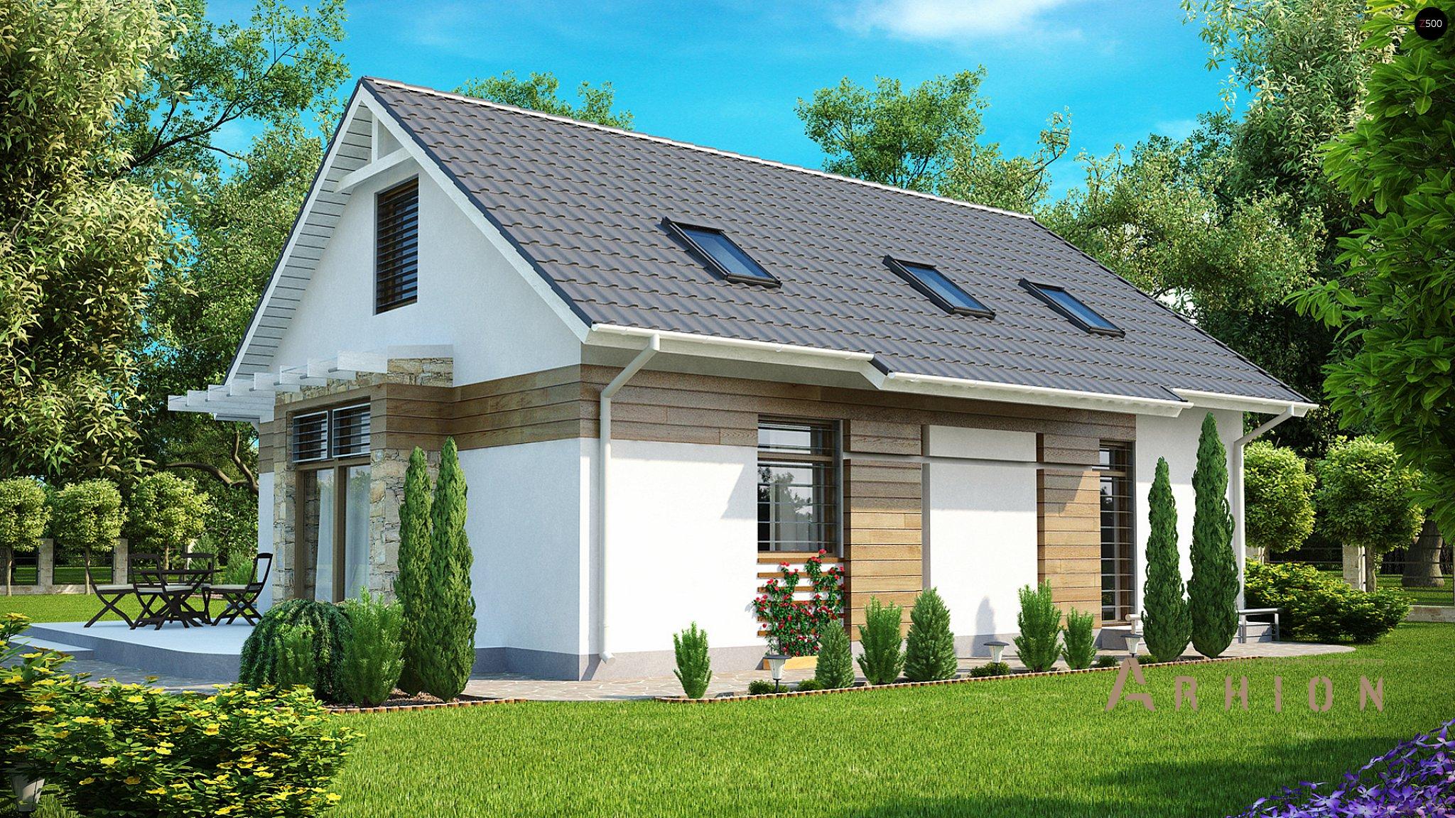 3. Проект одноэтажного дома в канадском стиле с двускатной кровлей, Z113, площадью - 147 кв c мансардой, терассой, балконом, эркером