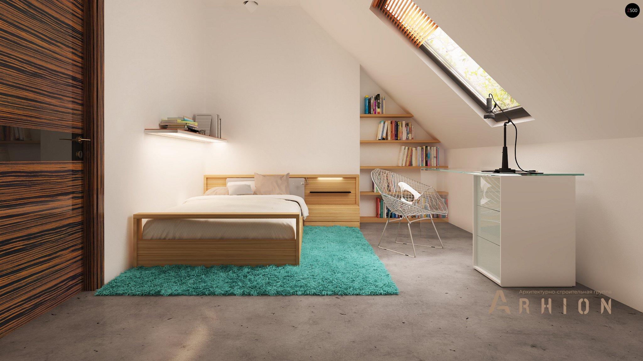 9. Проект одноэтажного дома в канадском стиле с двускатной кровлей, Z114, площадью - 150 кв c мансардой, терассой, балконом, гаражом, эркером