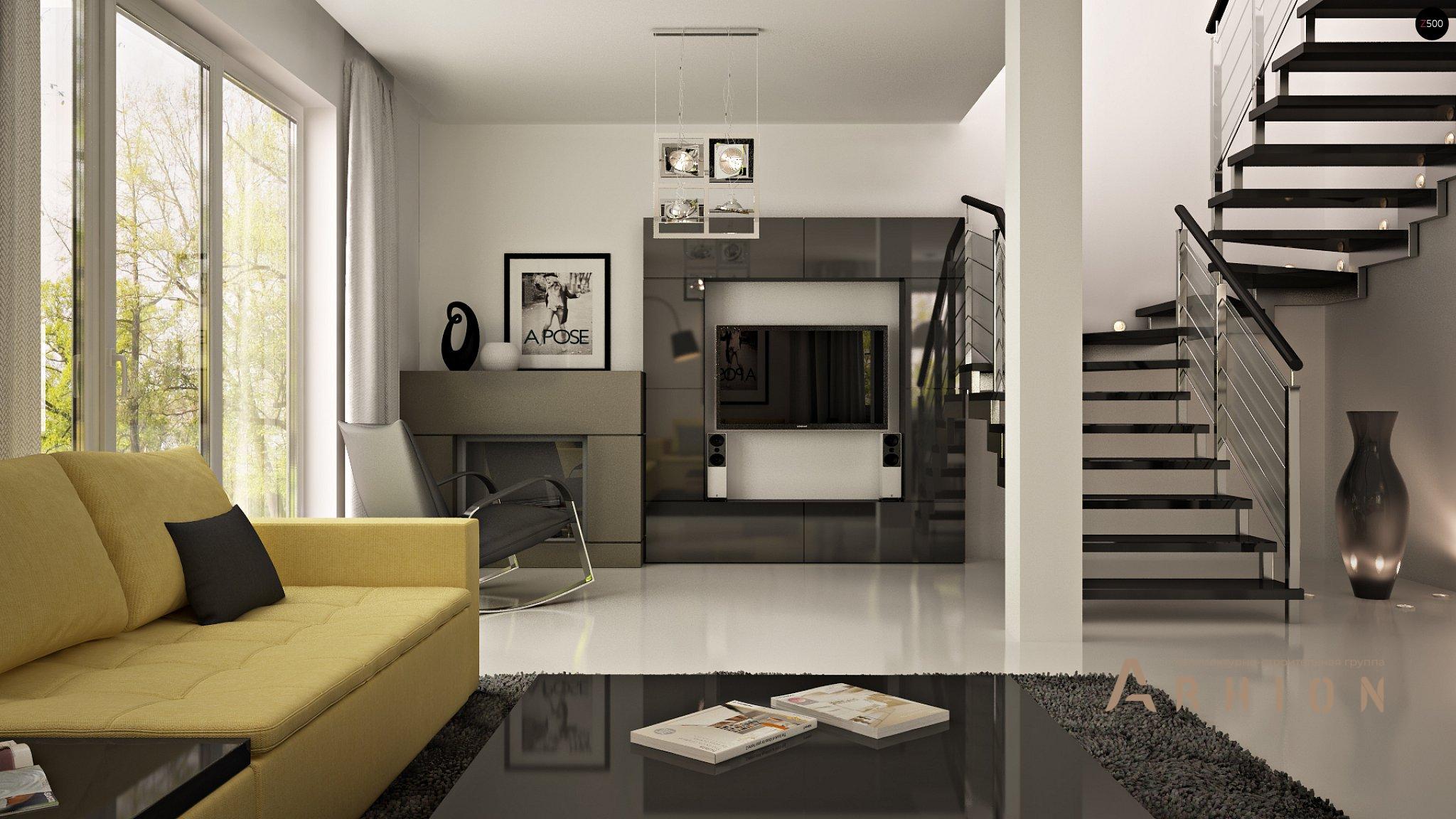 2. Проект одноэтажного дома в канадском стиле с двускатной кровлей, Z119, площадью - 177 кв c мансардой, терассой, гаражом