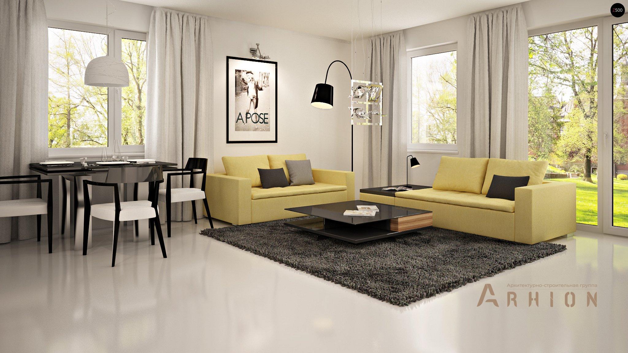 4. Проект одноэтажного дома в канадском стиле с двускатной кровлей, Z119, площадью - 177 кв c мансардой, терассой, гаражом