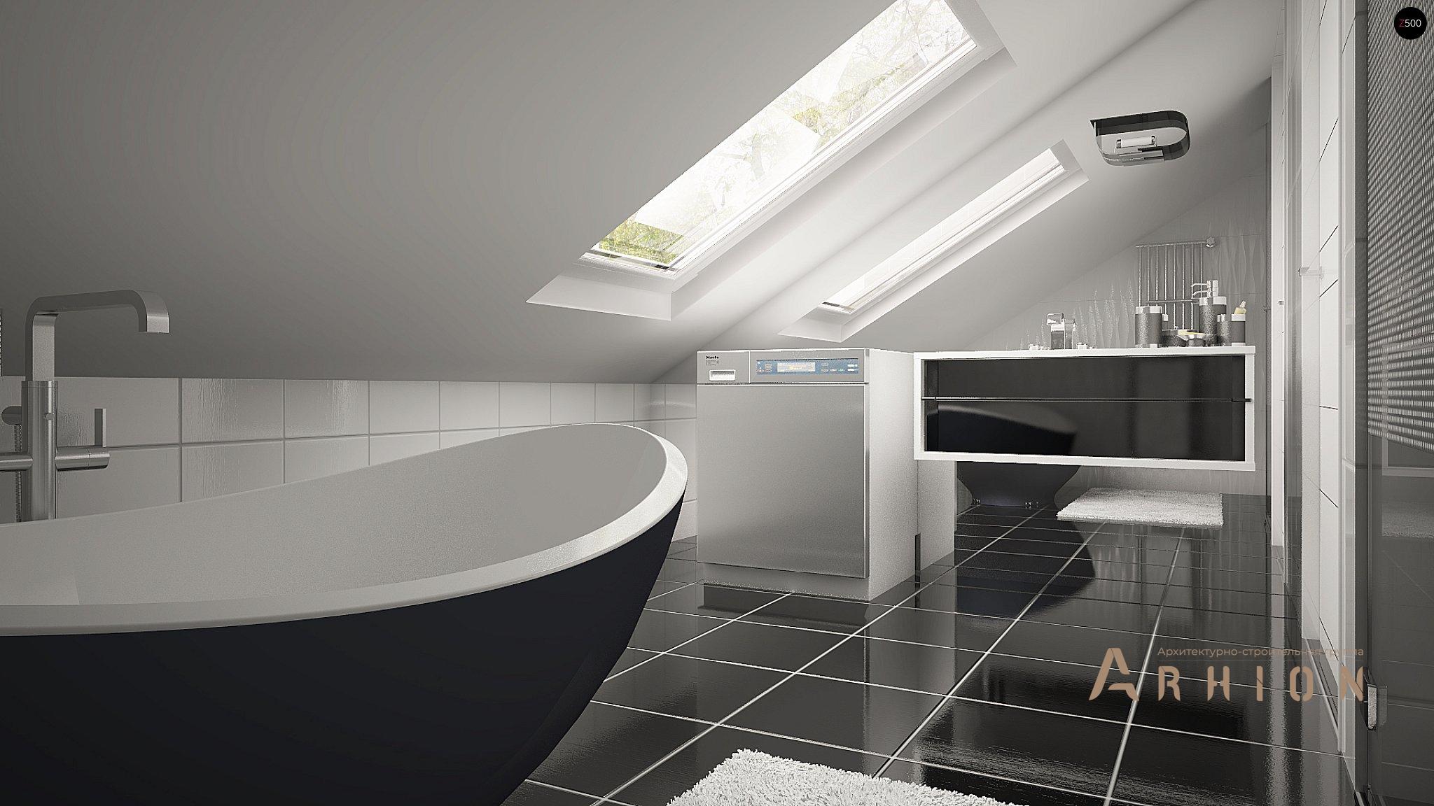 7. Проект одноэтажного дома в канадском стиле с двускатной кровлей, Z119, площадью - 177 кв c мансардой, терассой, гаражом