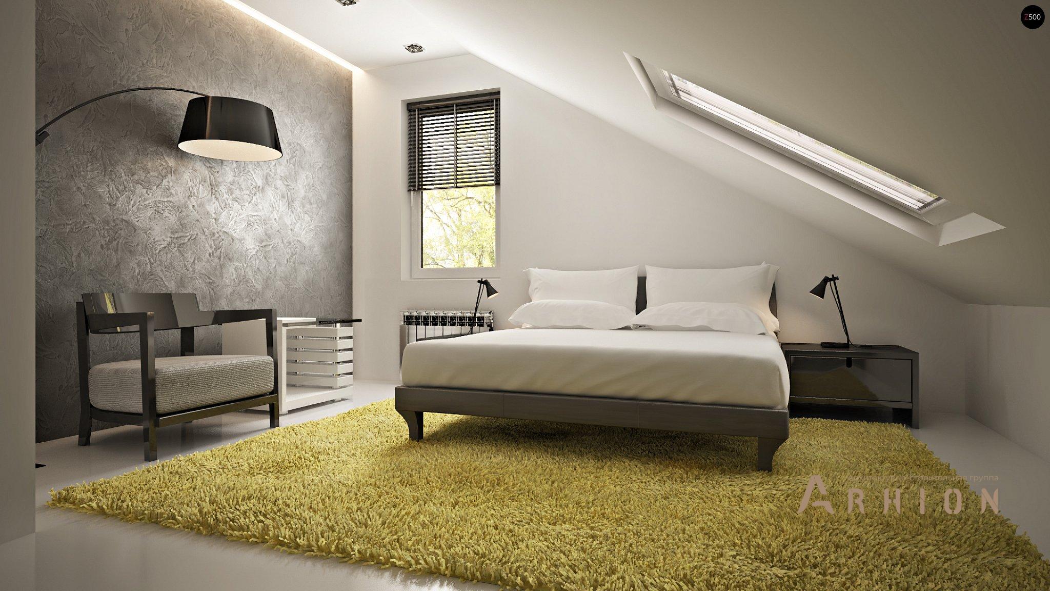 9. Проект одноэтажного дома в канадском стиле с двускатной кровлей, Z119, площадью - 177 кв c мансардой, терассой, гаражом