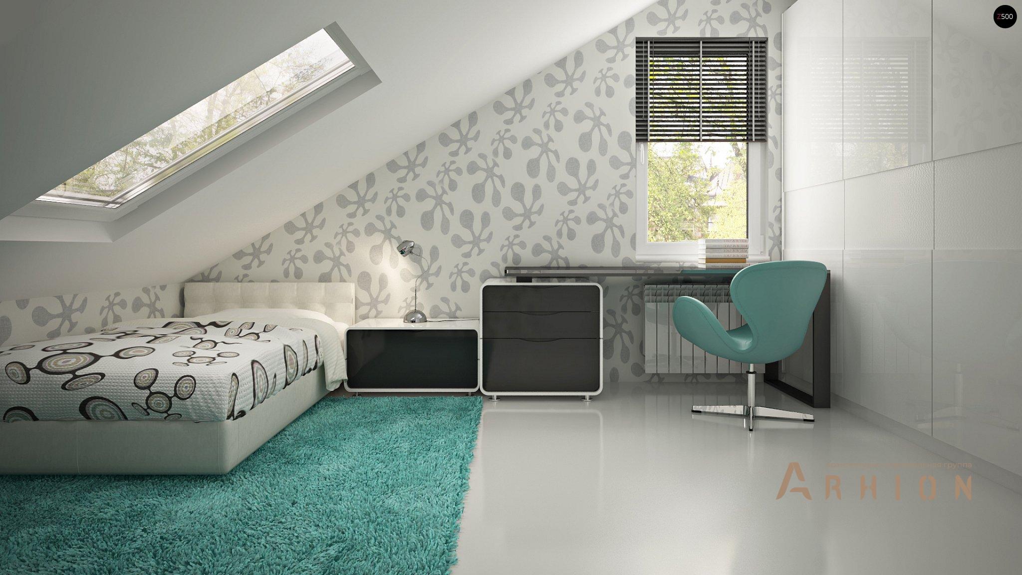 10. Проект одноэтажного дома в канадском стиле с двускатной кровлей, Z119, площадью - 177 кв c мансардой, терассой, гаражом