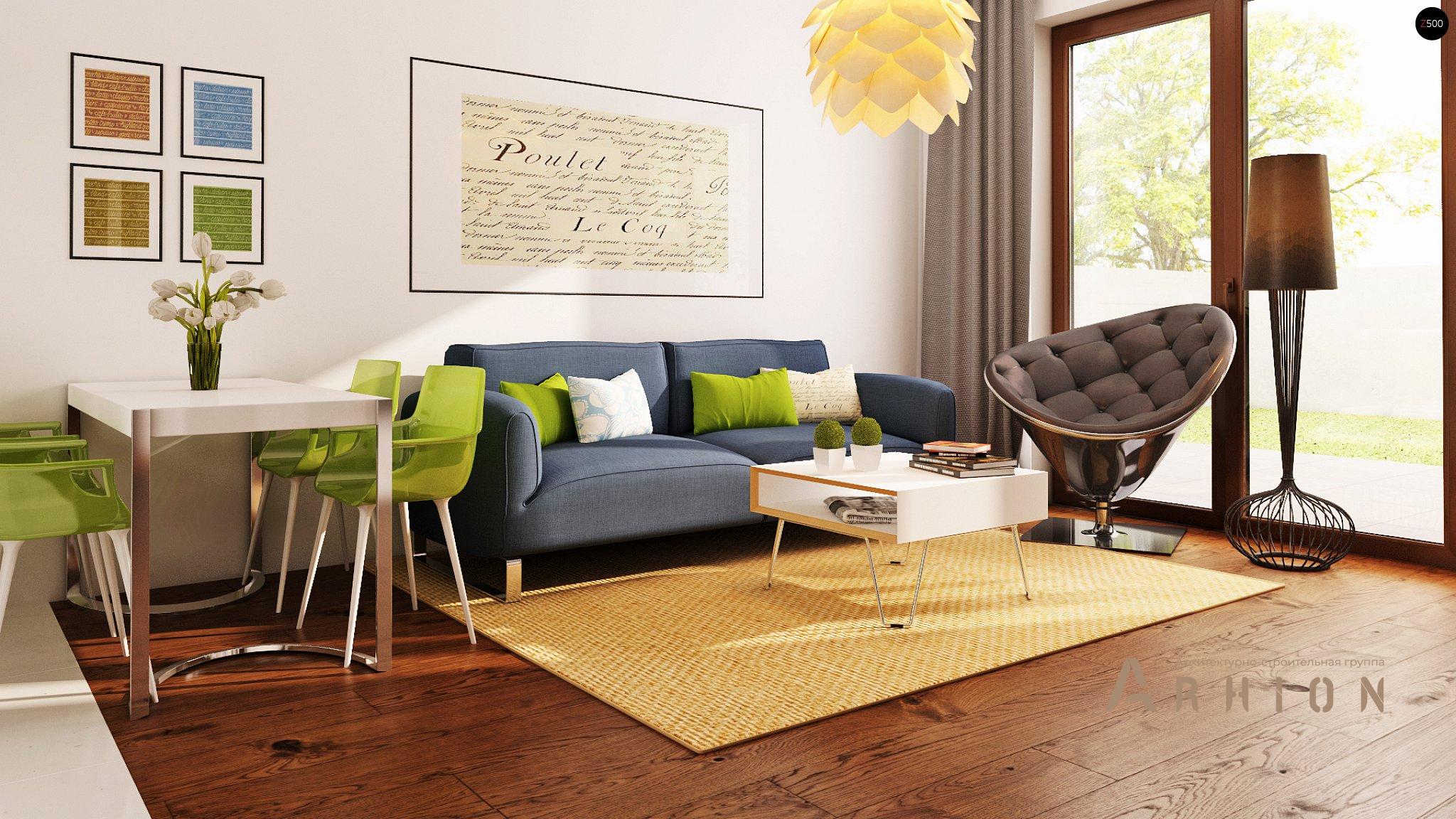 2. Проект одноэтажного дома в современном стиле с плоской кровлей , Z12, площадью - 70 кв