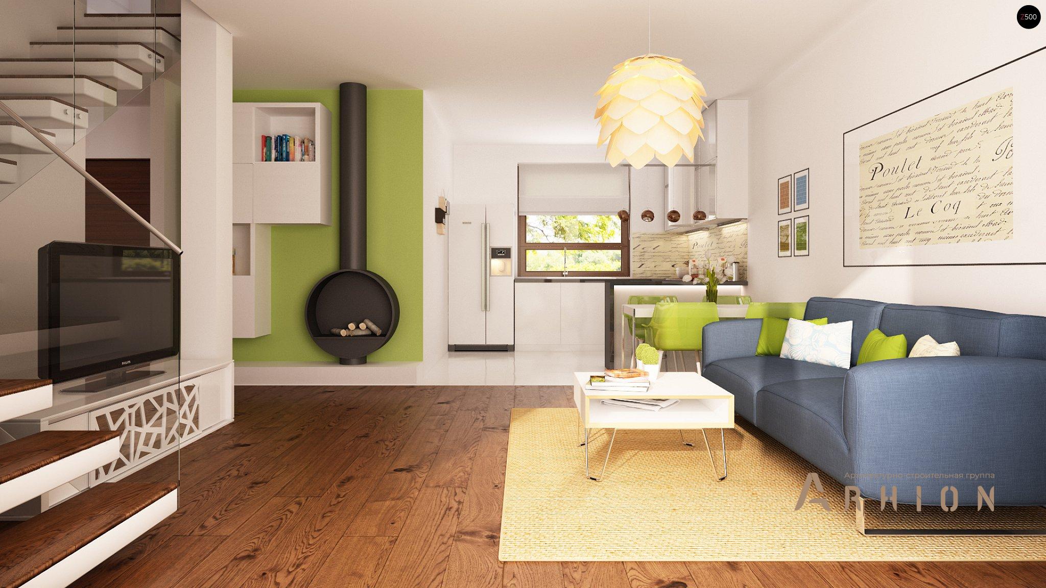 3. Проект одноэтажного дома в современном стиле с плоской кровлей , Z12, площадью - 70 кв