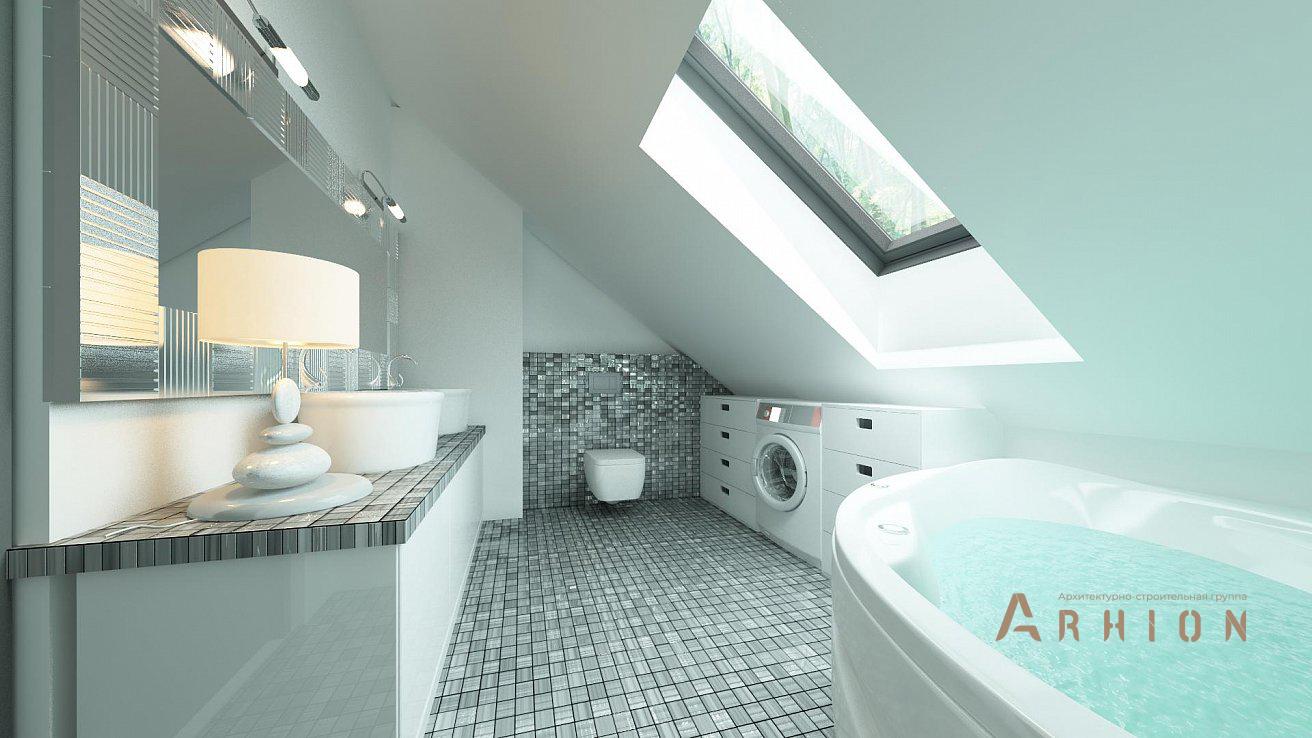 6. Проект одноэтажного дома в европейском стиле с двускатной кровлей, Z122, площадью - 152 кв c мансардой, терассой, гаражом, вторым светом