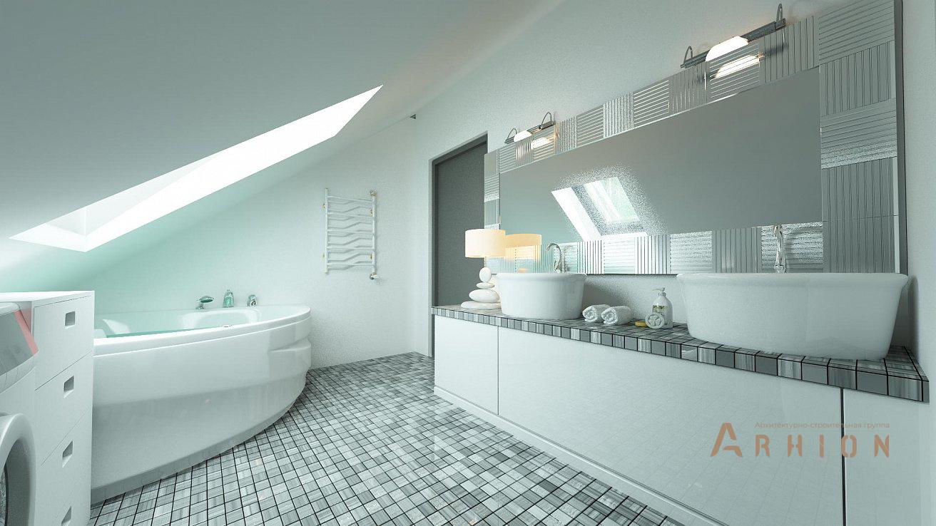 7. Проект одноэтажного дома в европейском стиле с двускатной кровлей, Z122, площадью - 152 кв c мансардой, терассой, гаражом, вторым светом