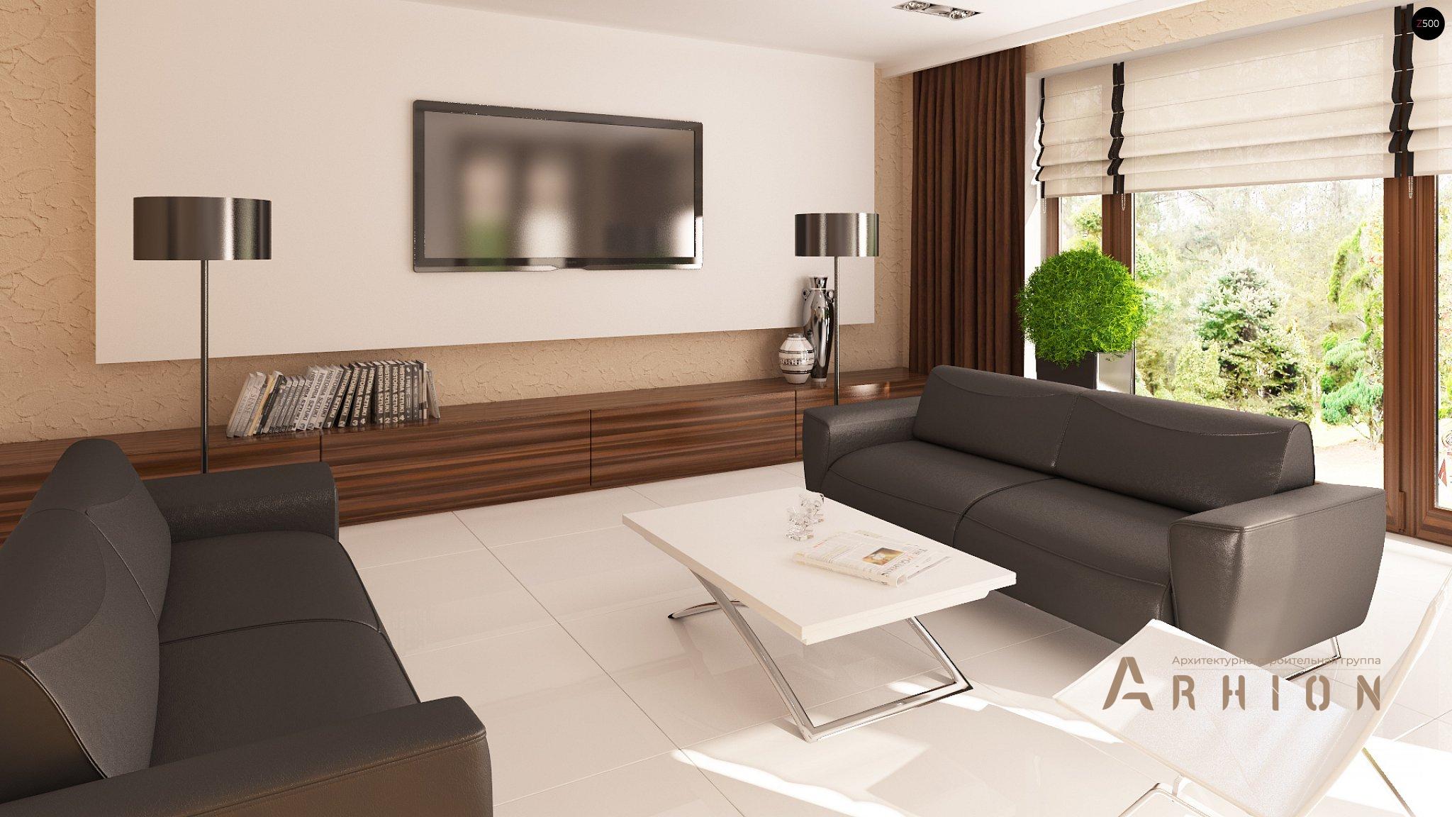 3. Проект одноэтажного дома в современном стиле с четырехскатной, Z123, площадью - 157 кв c терассой, гаражом