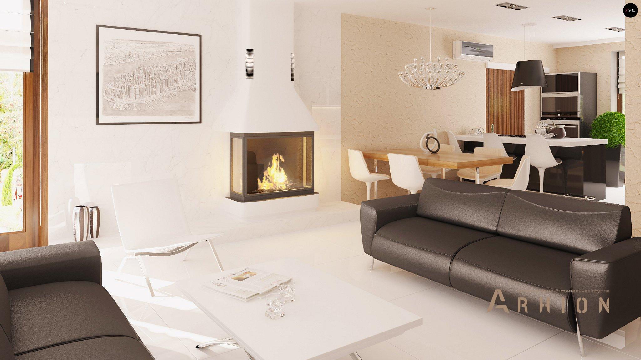 4. Проект одноэтажного дома в современном стиле с четырехскатной, Z123, площадью - 157 кв c терассой, гаражом