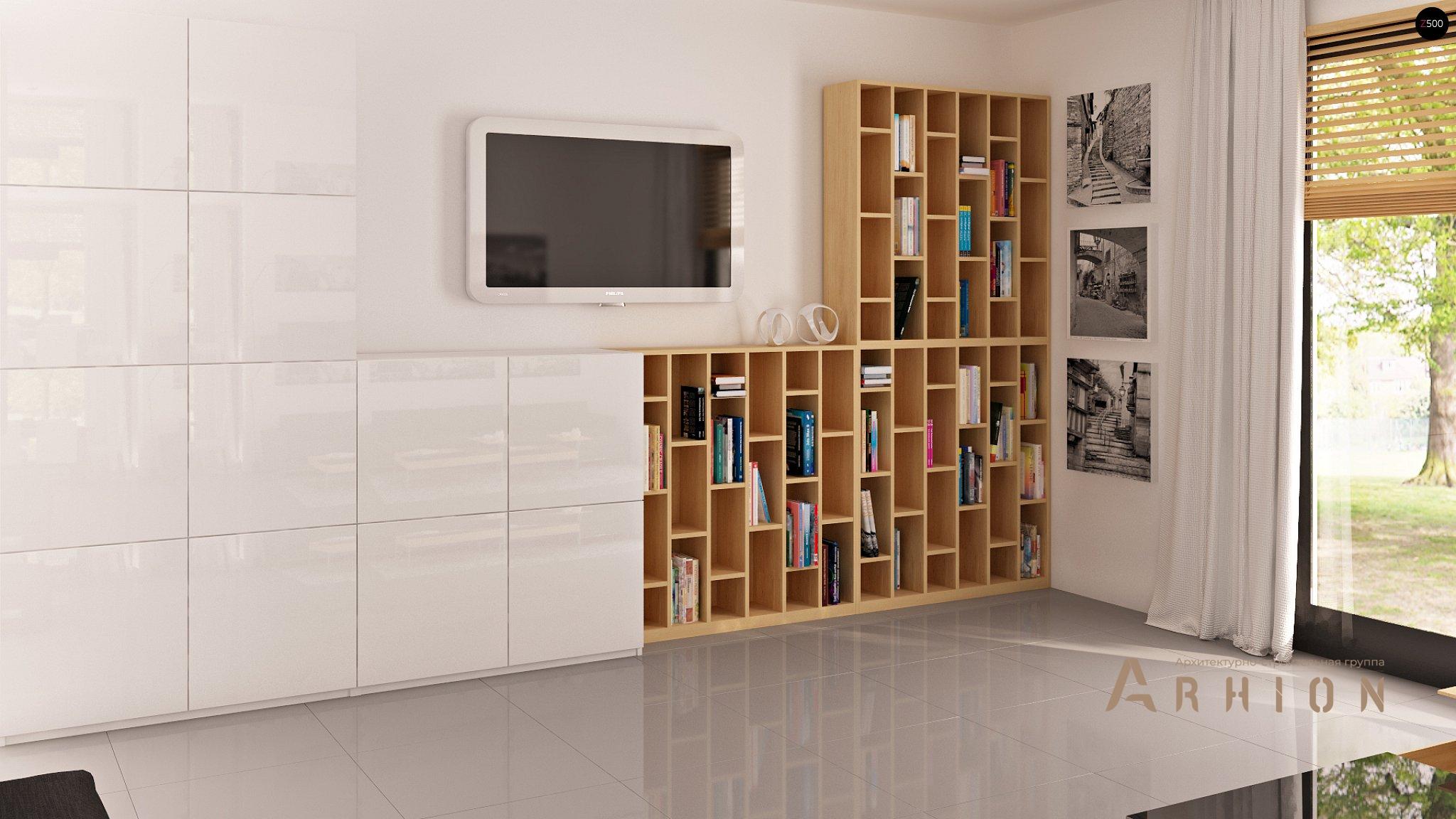 3. Проект одноэтажного дома в современном стиле с двускатной кровлей, Z124, площадью - 163 кв c мансардой, гаражом