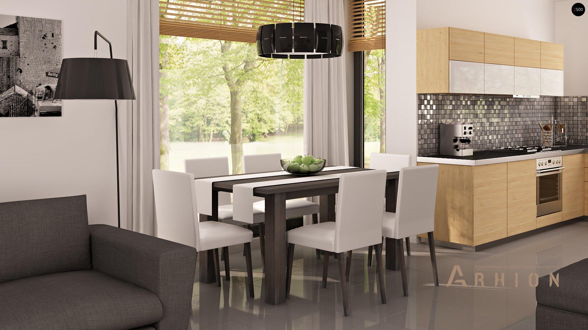 4. Проект одноэтажного дома в современном стиле с двускатной кровлей, Z124, площадью - 163 кв c мансардой, гаражом