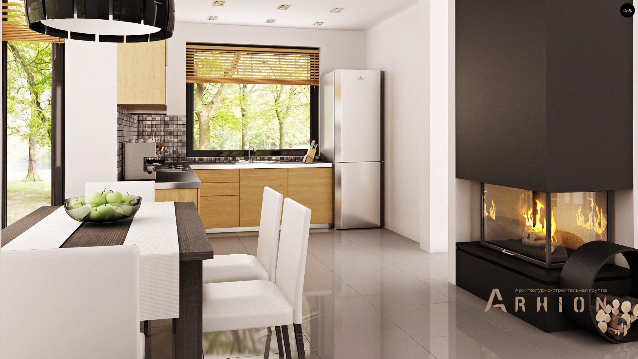 6. Проект одноэтажного дома в современном стиле с двускатной кровлей, Z124, площадью - 163 кв c мансардой, гаражом