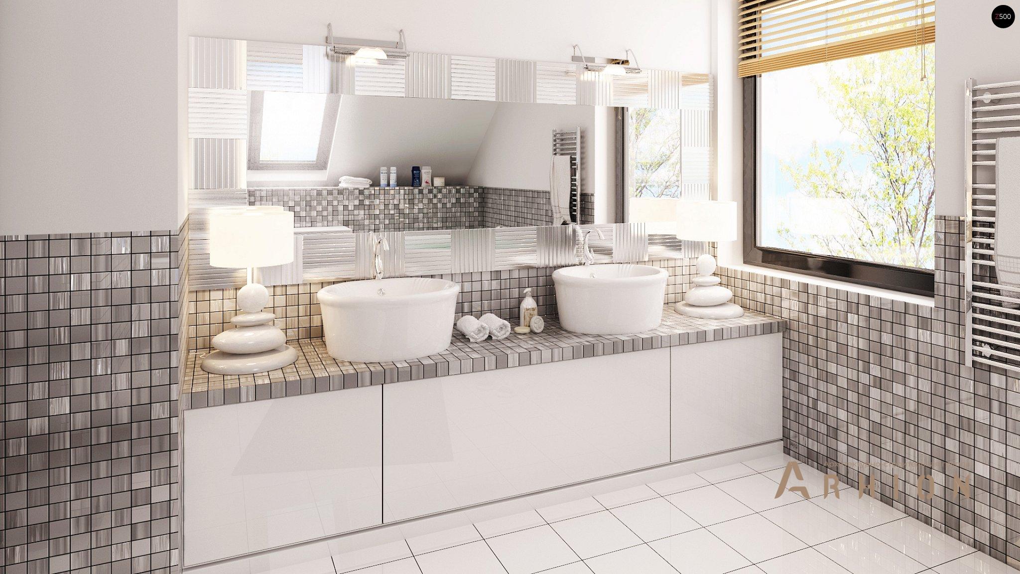 11. Проект одноэтажного дома в современном стиле с двускатной кровлей, Z124, площадью - 163 кв c мансардой, гаражом