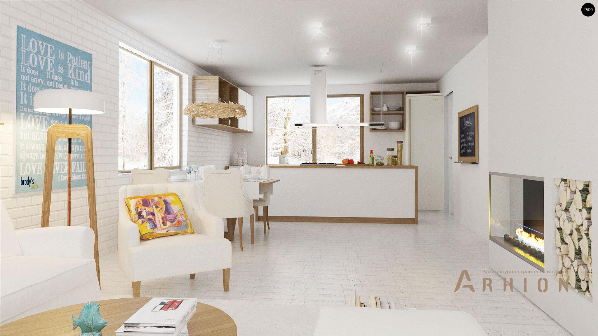 5. Проект одноэтажного дома в европейском стиле с двускатной кровлей, Z131, площадью - 138 кв c терассой, гаражом