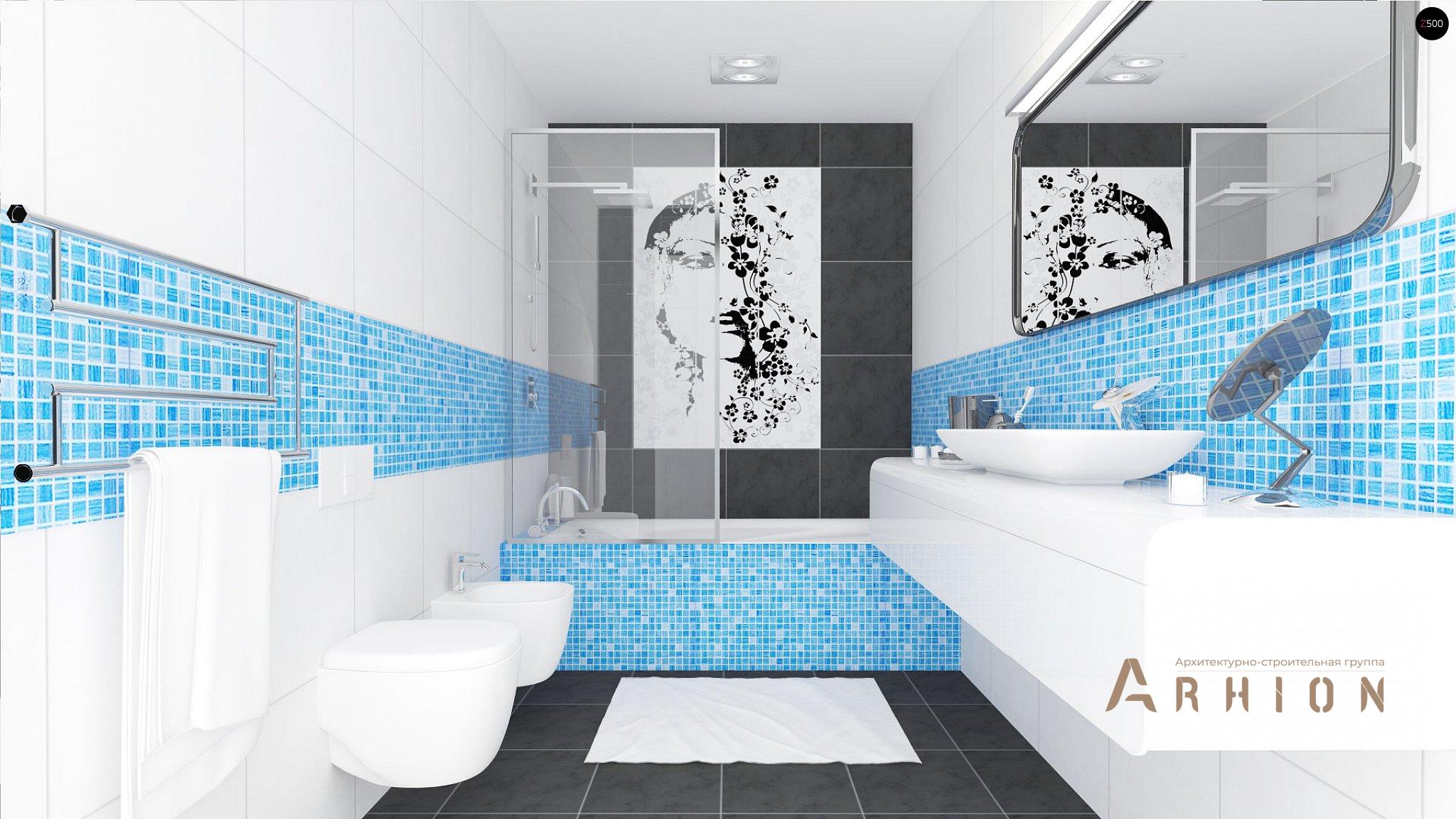 8. Проект одноэтажного дома в европейском стиле с двускатной кровлей, Z131, площадью - 138 кв c терассой, гаражом