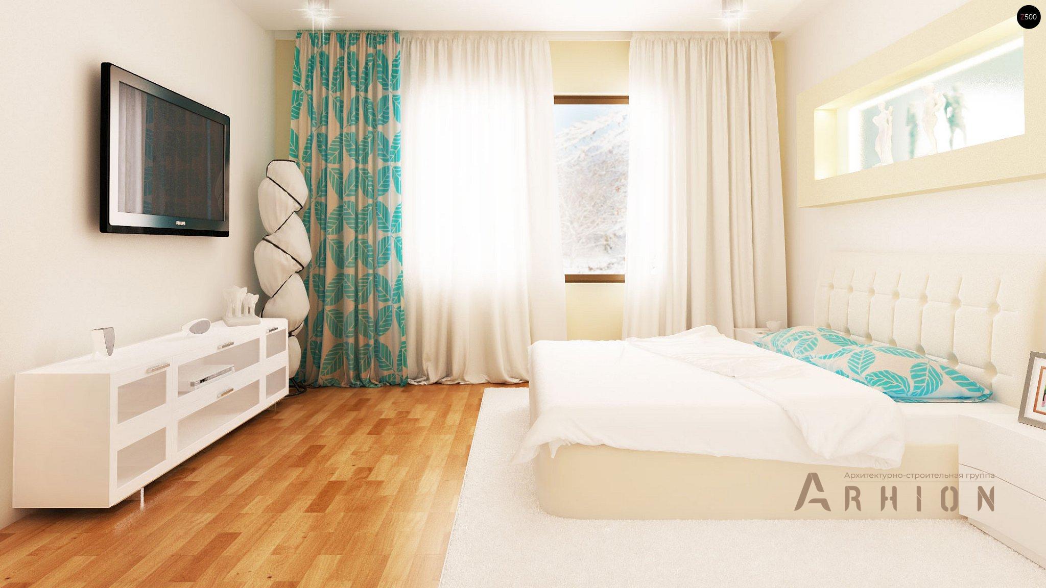 9. Проект одноэтажного дома в европейском стиле с двускатной кровлей, Z131, площадью - 138 кв c терассой, гаражом