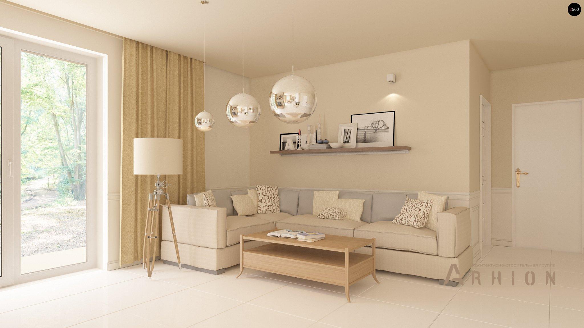 5. Проект одноэтажного дома в современном стиле с двускатной кровлей, Z136, площадью - 103 кв c терассой, эркером