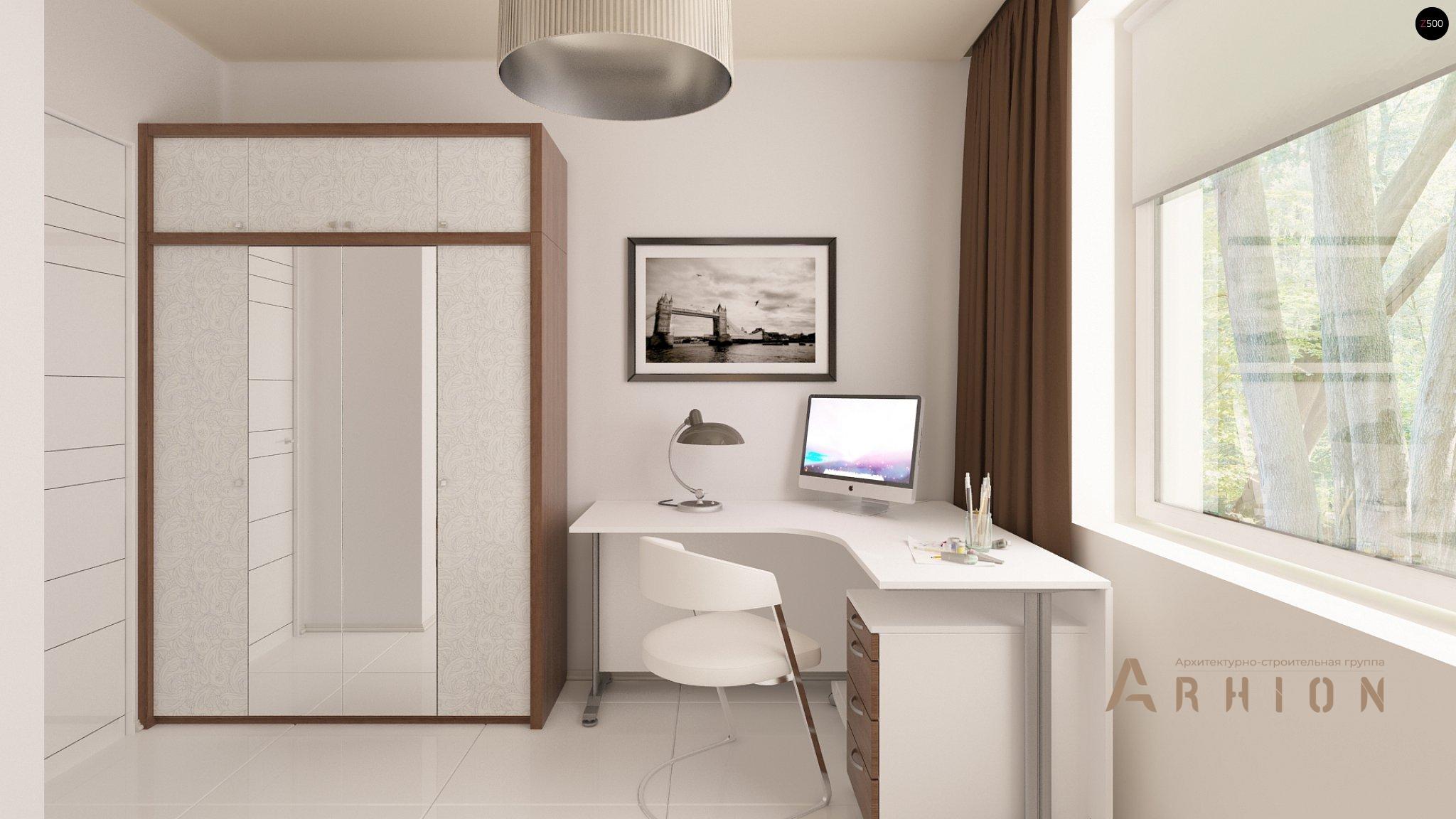 9. Проект одноэтажного дома в современном стиле с двускатной кровлей, Z136, площадью - 103 кв c терассой, эркером