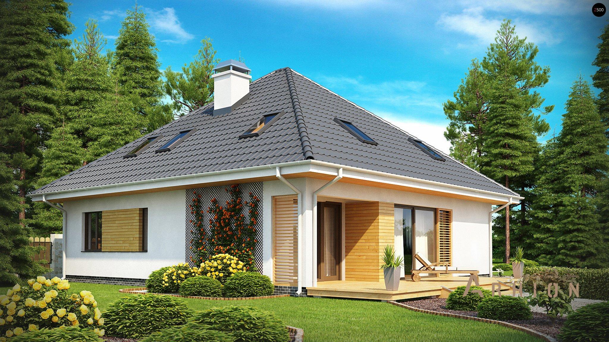 2. Проект одноэтажного дома в современном стиле с четырехскатной, Z143, площадью - 205 кв c мансардой, терассой, балконом, гаражом