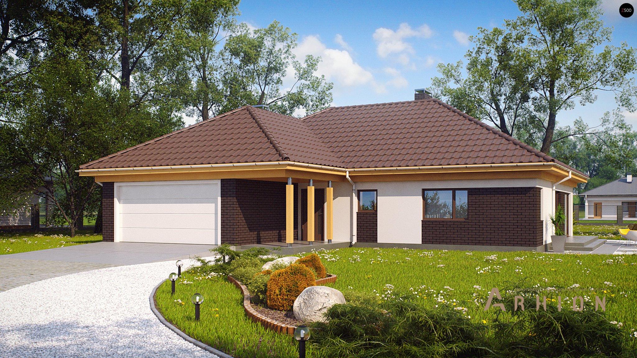 1. Проект одноэтажного дома в современном стиле с четырехскатной, Z144, площадью - 166 кв c терассой