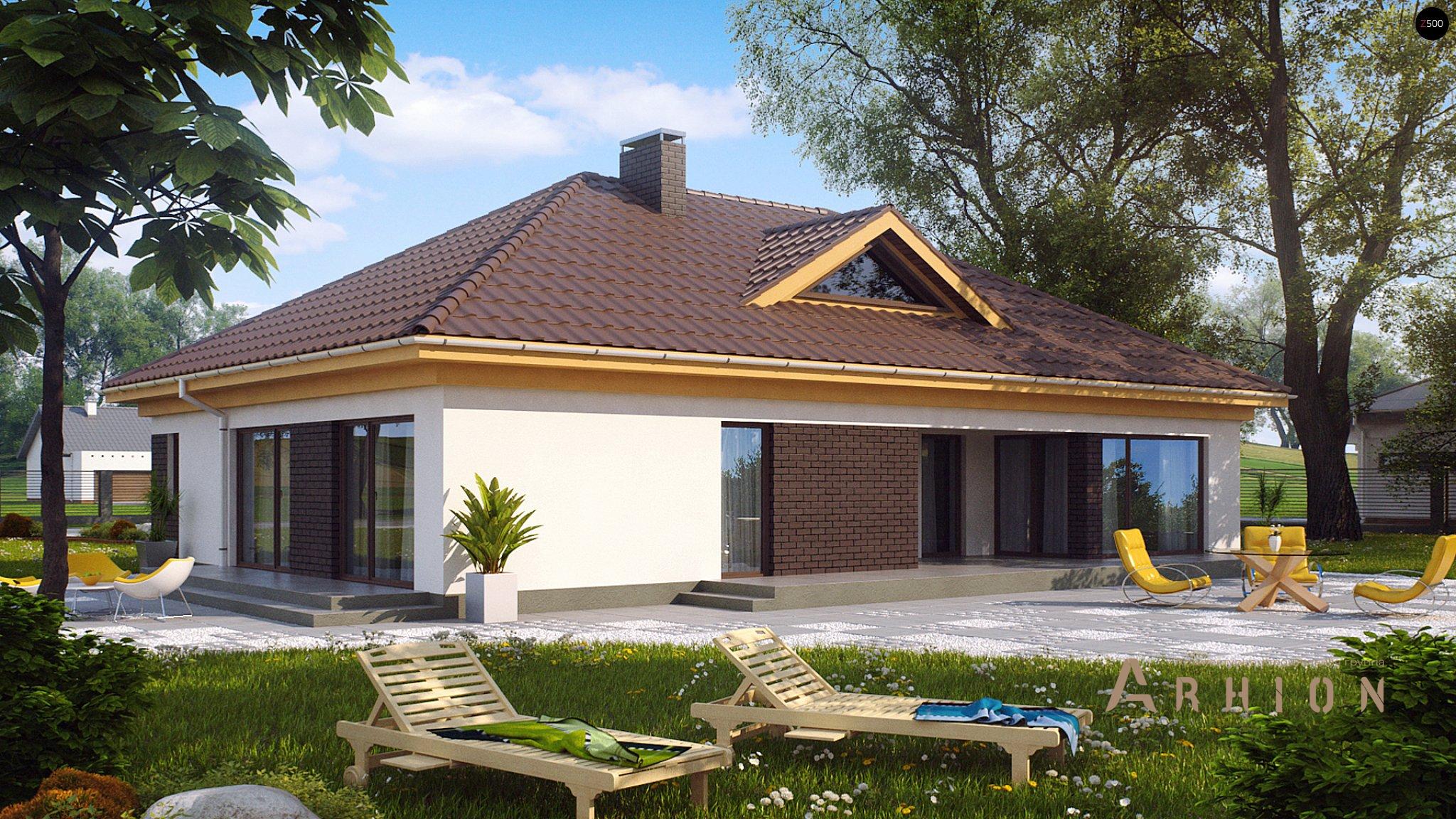 2. Проект одноэтажного дома в современном стиле с четырехскатной, Z144, площадью - 166 кв c терассой