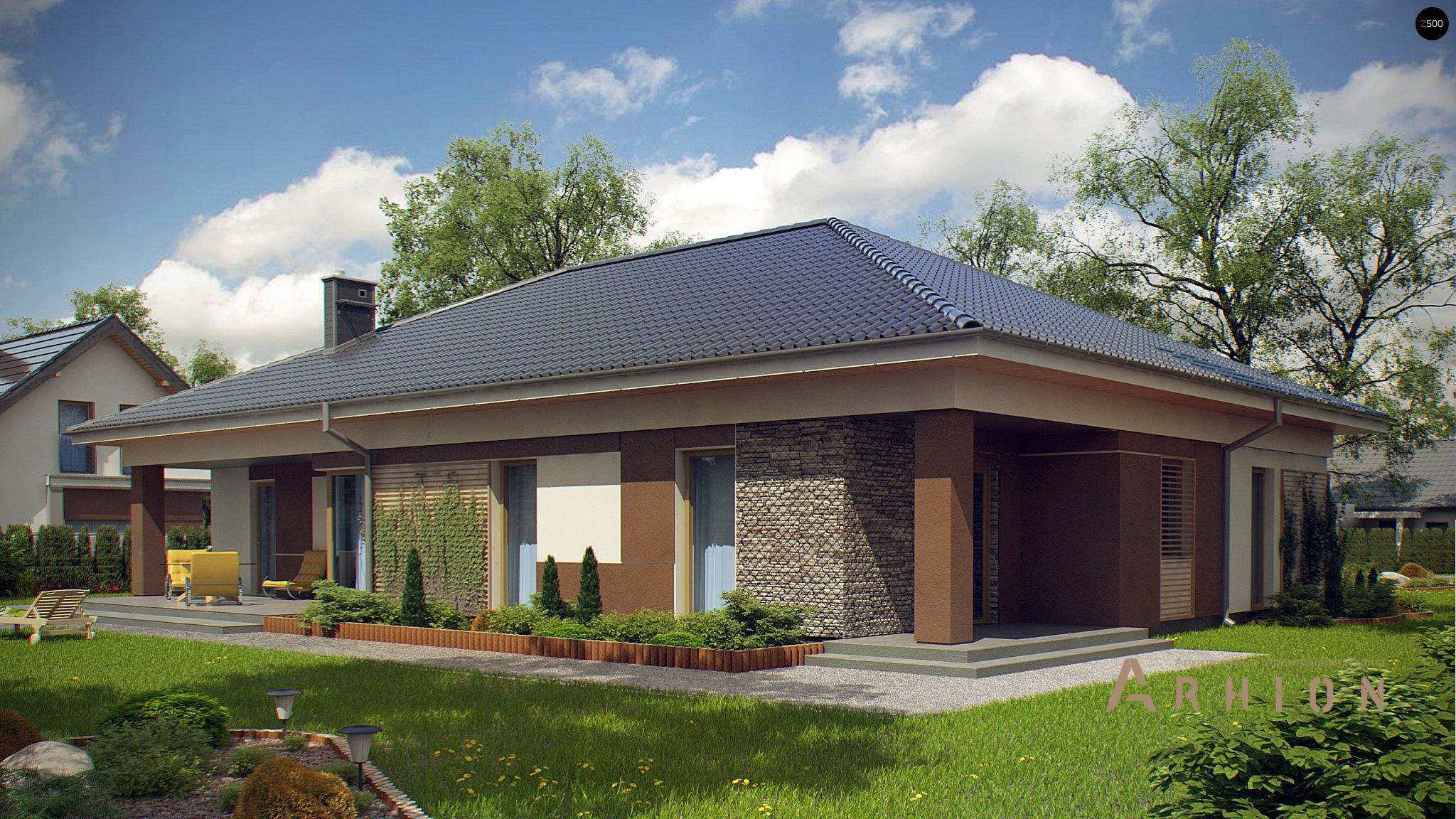 3. Проект одноэтажного дома в современном стиле с четырехскатной, Z153, площадью - 195 кв c терассой, гаражом