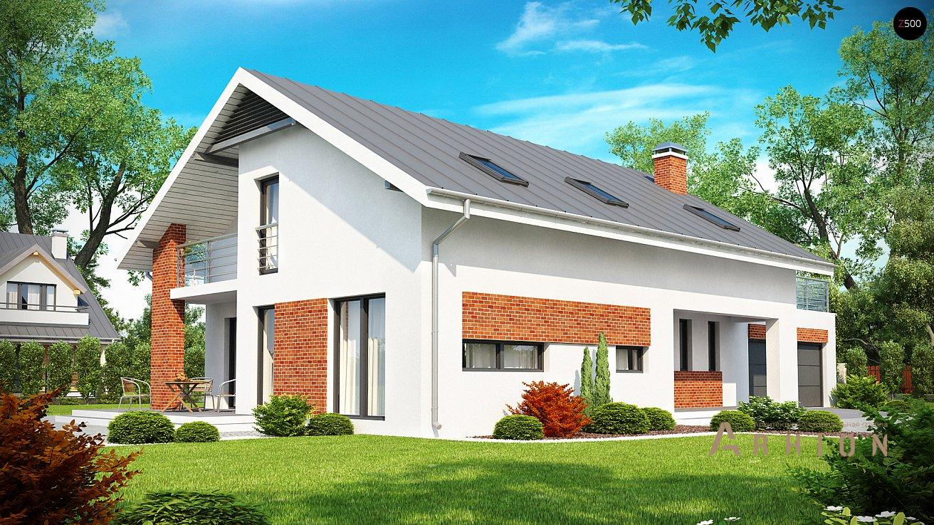 2. Проект одноэтажного дома в европейском стиле с двускатной кровлей, Z161, площадью - 261 кв c мансардой, терассой, балконом, гаражом