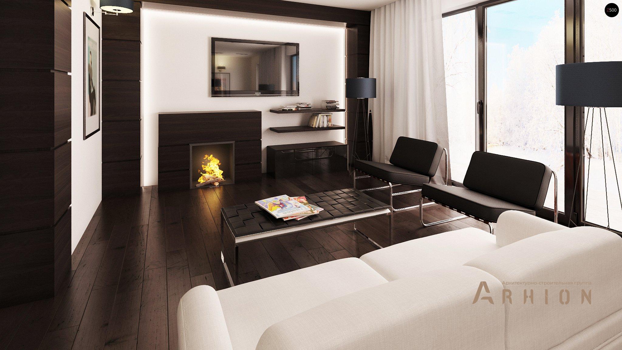 2. Проект одноэтажного дома в современном стиле с двускатной кровлей, Z164, площадью - 183 кв c мансардой, терассой, гаражом