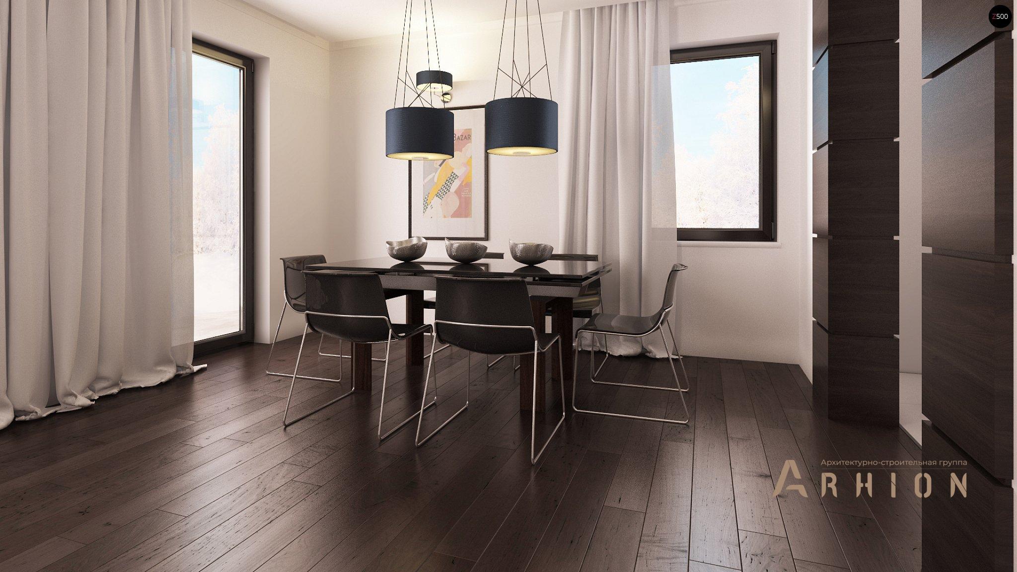 3. Проект одноэтажного дома в современном стиле с двускатной кровлей, Z164, площадью - 183 кв c мансардой, терассой, гаражом