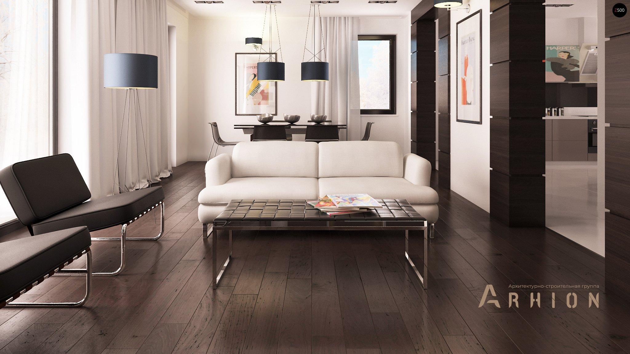 4. Проект одноэтажного дома в современном стиле с двускатной кровлей, Z164, площадью - 183 кв c мансардой, терассой, гаражом