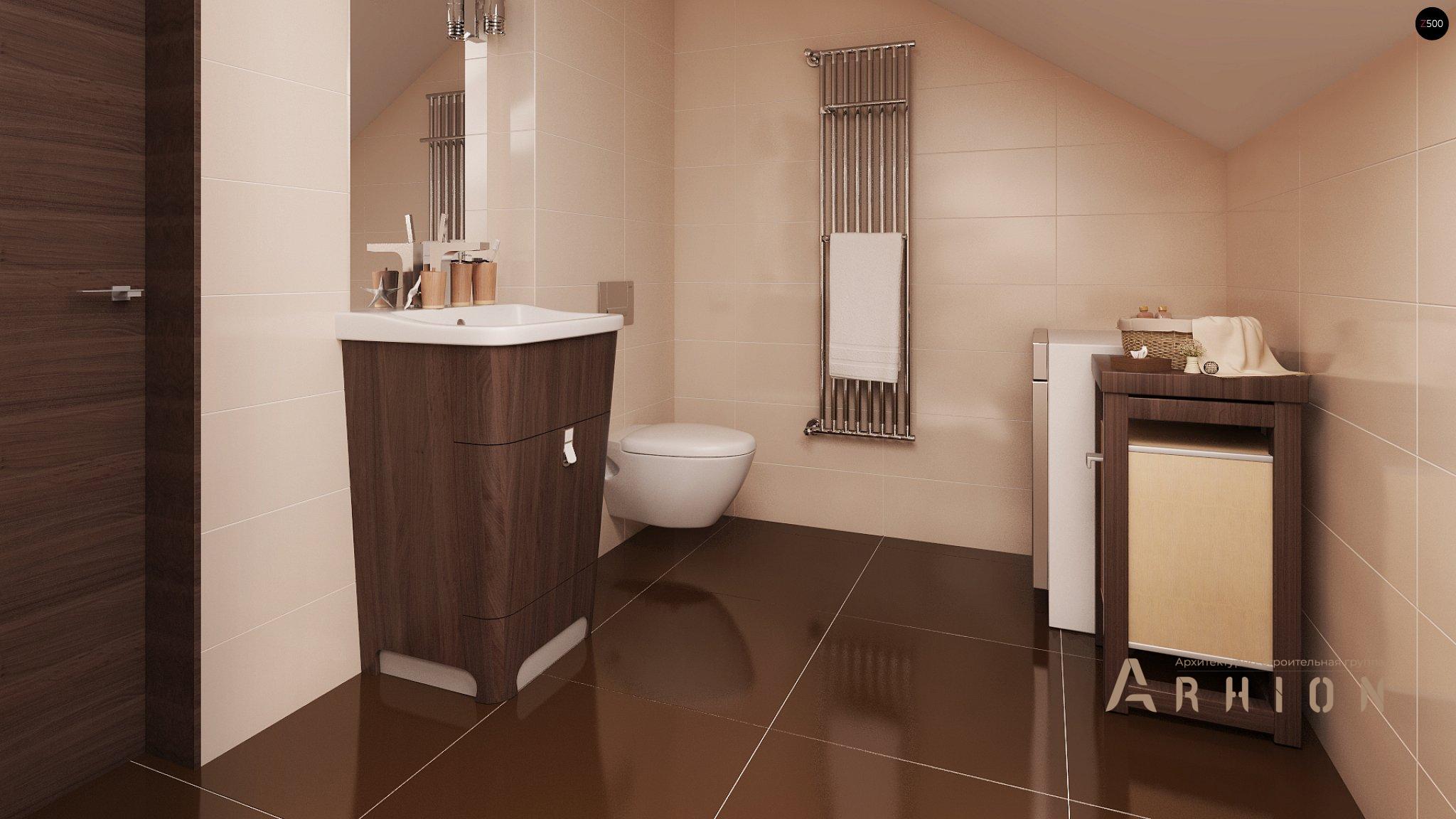 7. Проект одноэтажного дома в современном стиле с двускатной кровлей, Z164, площадью - 183 кв c мансардой, терассой, гаражом