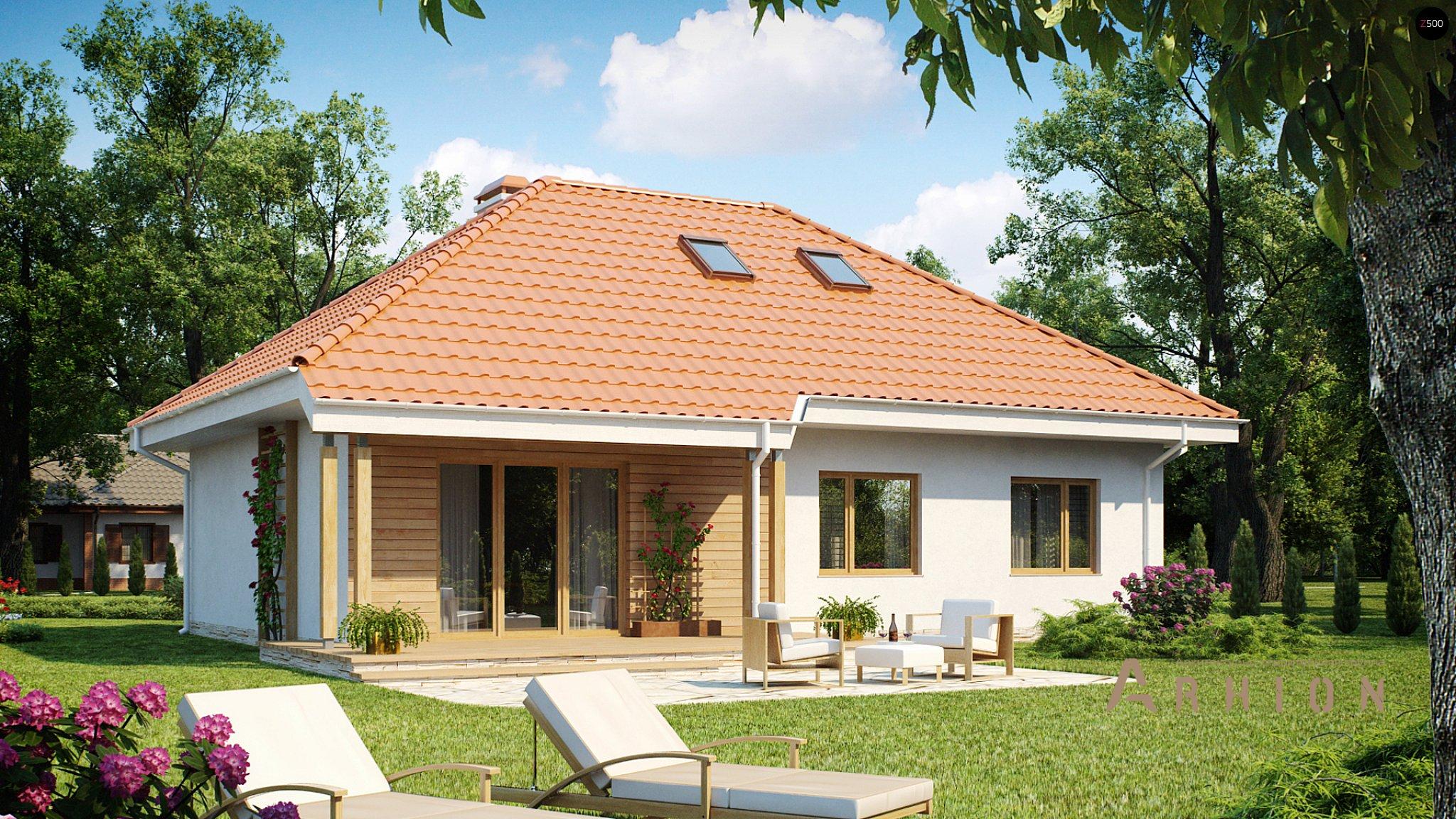 1. Проект одноэтажного дома в современном стиле с четырехскатной, Z169, площадью - 150 кв c мансардой, терассой