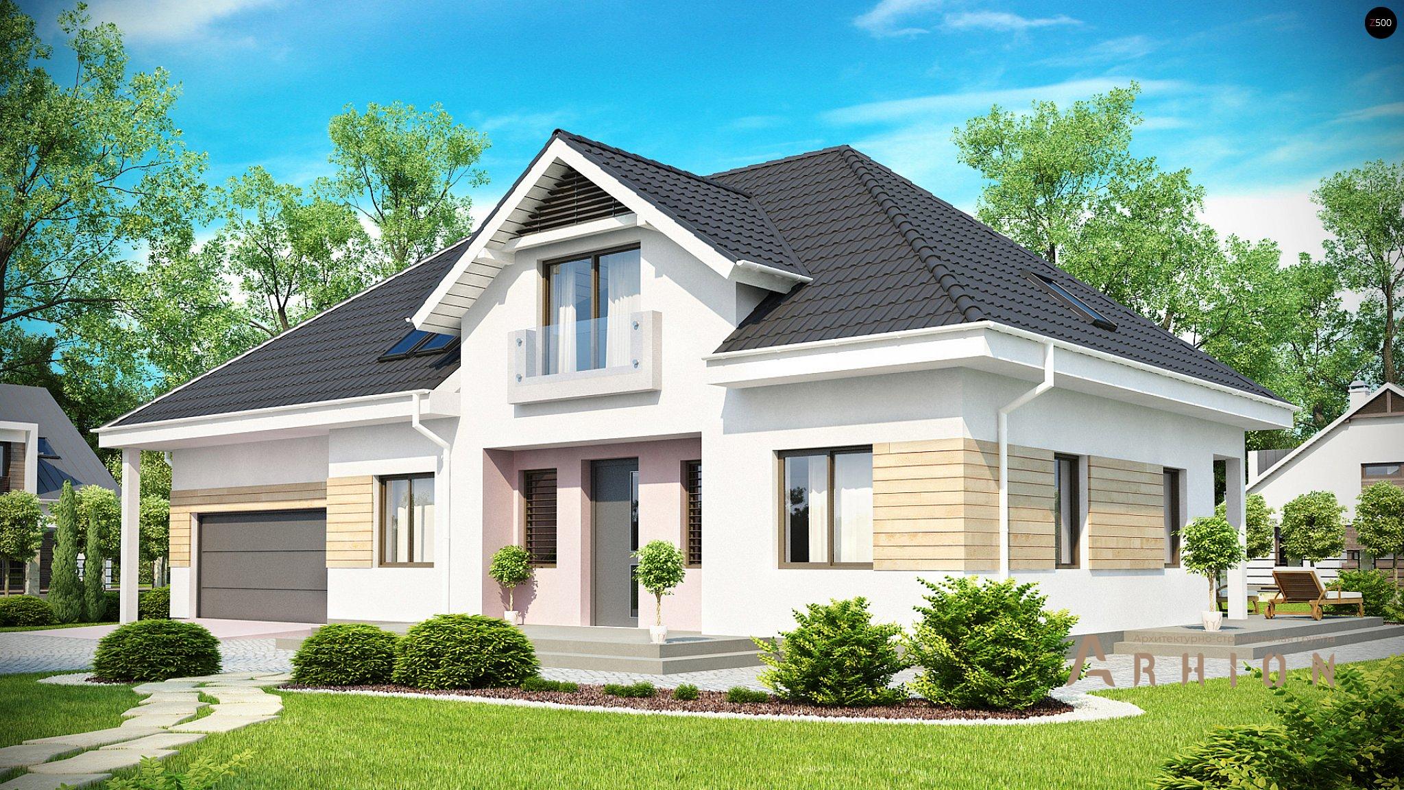 1. Проект одноэтажного дома в европейском стиле с четырехскатной, Z171, площадью - 276 кв c мансардой, сауной, терассой, гаражом