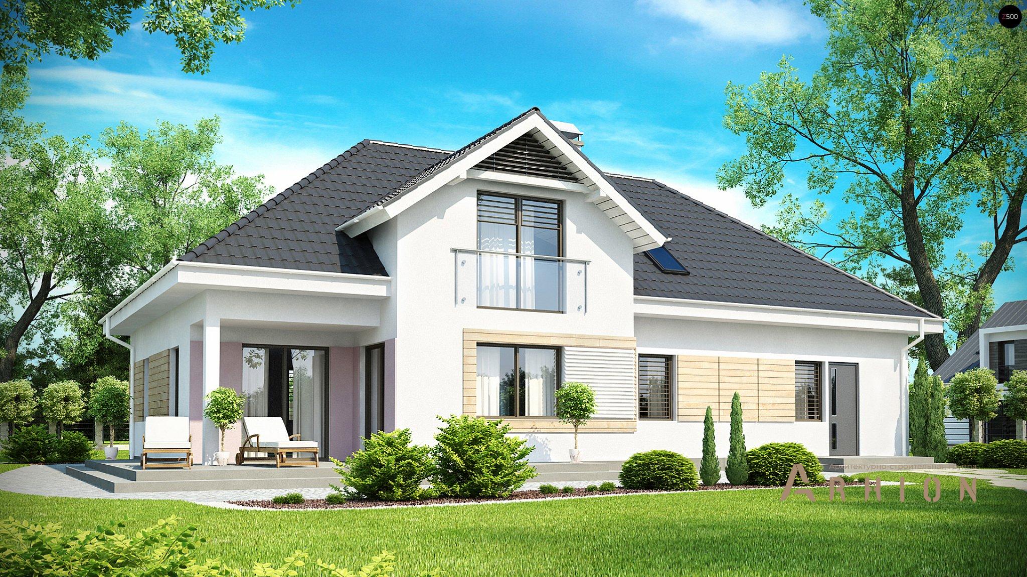 2. Проект одноэтажного дома в европейском стиле с четырехскатной, Z171, площадью - 276 кв c мансардой, сауной, терассой, гаражом