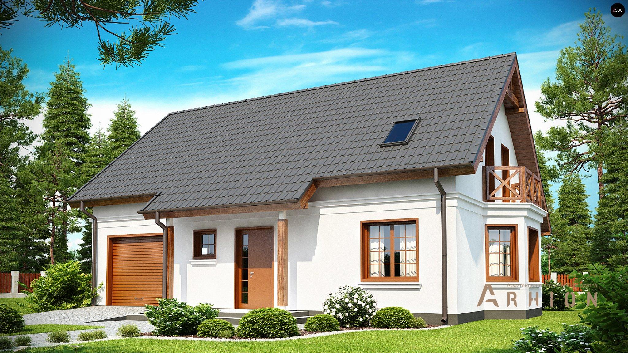 1. Проект одноэтажного дома в современном стиле с двускатной кровлей, Z178, площадью - 178 кв c мансардой, терассой, балконом, гаражом, эркером