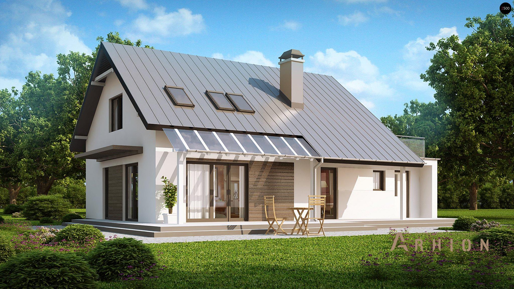 2. Проект одноэтажного дома в альпийском стиле с двускатной кровлей, Z179, площадью - 179 кв c мансардой, терассой, балконом, гаражом